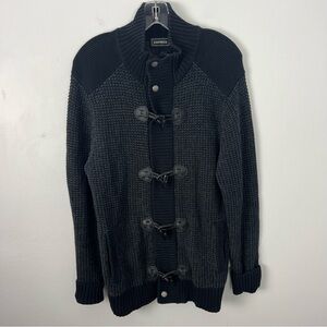 Express Men's Black Toggle Cardigan Sweater